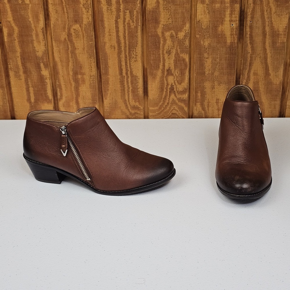 Vionic Jolene Ankle Boots Booties Shoes Womens Size 9.5 Brown Leather Orthotic